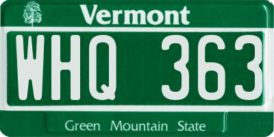 VT license plate WHQ363