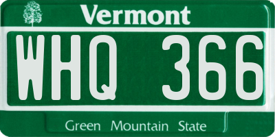 VT license plate WHQ366