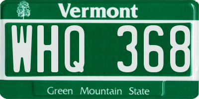 VT license plate WHQ368