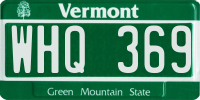 VT license plate WHQ369