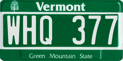 VT license plate WHQ377