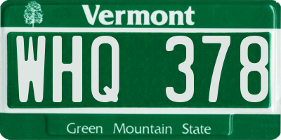 VT license plate WHQ378