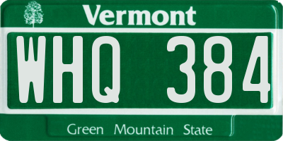 VT license plate WHQ384