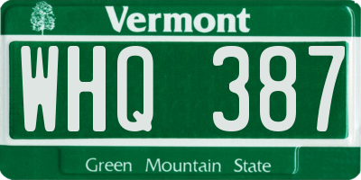 VT license plate WHQ387