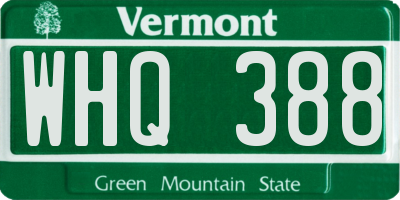 VT license plate WHQ388