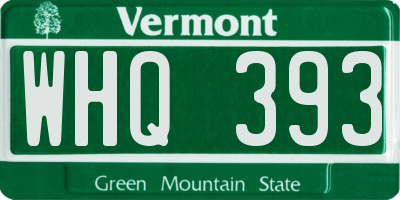 VT license plate WHQ393