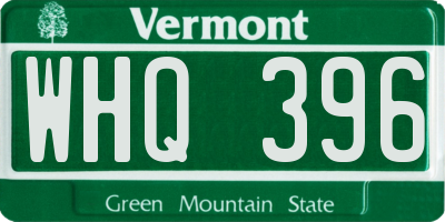 VT license plate WHQ396