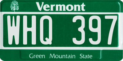 VT license plate WHQ397