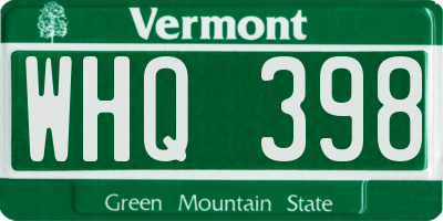 VT license plate WHQ398