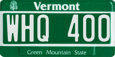VT license plate WHQ400