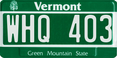 VT license plate WHQ403