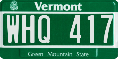 VT license plate WHQ417
