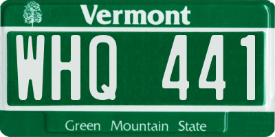 VT license plate WHQ441