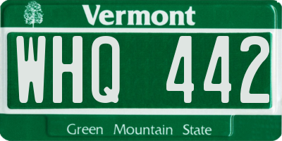 VT license plate WHQ442
