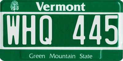 VT license plate WHQ445
