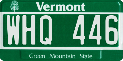 VT license plate WHQ446