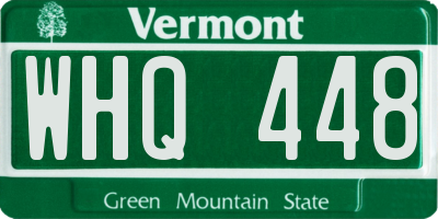 VT license plate WHQ448