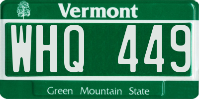 VT license plate WHQ449