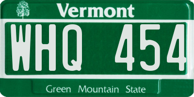 VT license plate WHQ454
