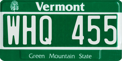 VT license plate WHQ455