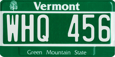 VT license plate WHQ456