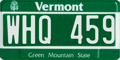 VT license plate WHQ459