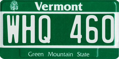 VT license plate WHQ460