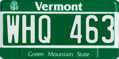 VT license plate WHQ463
