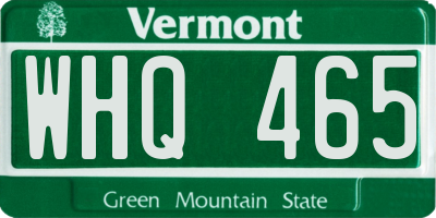 VT license plate WHQ465
