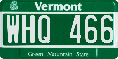 VT license plate WHQ466