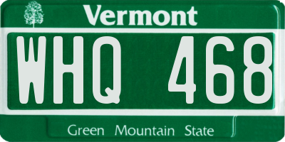 VT license plate WHQ468