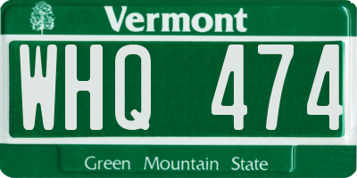 VT license plate WHQ474