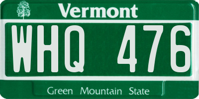 VT license plate WHQ476
