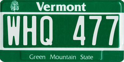 VT license plate WHQ477