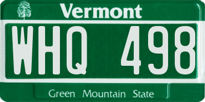 VT license plate WHQ498