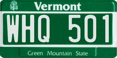 VT license plate WHQ501