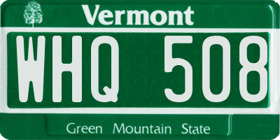 VT license plate WHQ508