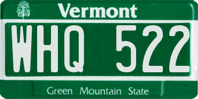 VT license plate WHQ522