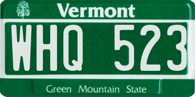 VT license plate WHQ523