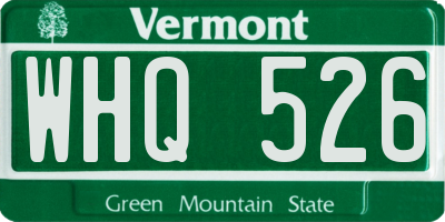 VT license plate WHQ526