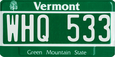 VT license plate WHQ533