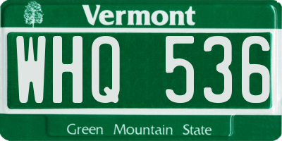 VT license plate WHQ536