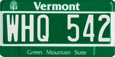 VT license plate WHQ542
