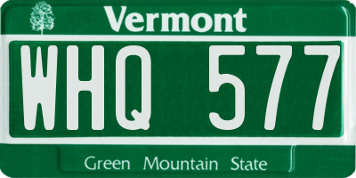VT license plate WHQ577