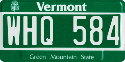 VT license plate WHQ584