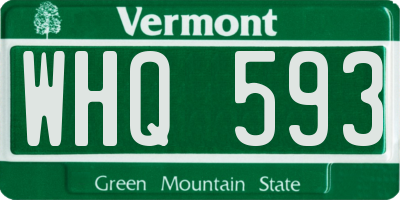 VT license plate WHQ593