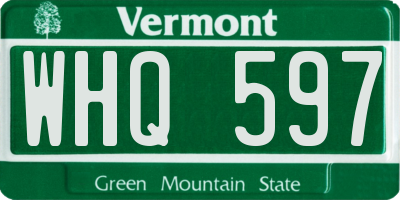 VT license plate WHQ597