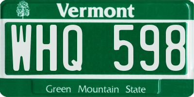 VT license plate WHQ598