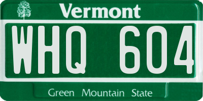 VT license plate WHQ604