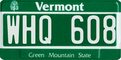 VT license plate WHQ608